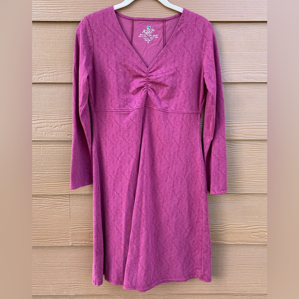 Kuhl Eskapade Dress Purple Pink Color Long Sleeve V-Neck Size Small